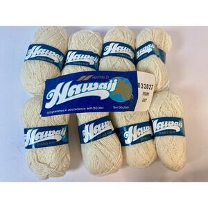 Hayfield Hawaii Double Knit Yarn Ivory 50g Lot Of 8 Skeins Made In England